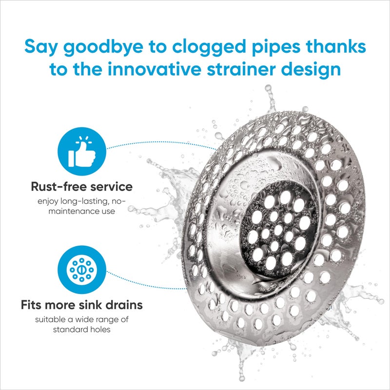 Lines One Bathtub Strainer Hair Catcher - Kitchen Strainer Sink - Bath Sink Strainer 3 Inch - Stainless Steel Sink Strainer for Kitchen Sink and Bathroom - Drain Catcher for Food, Hair and Waste - Image 2